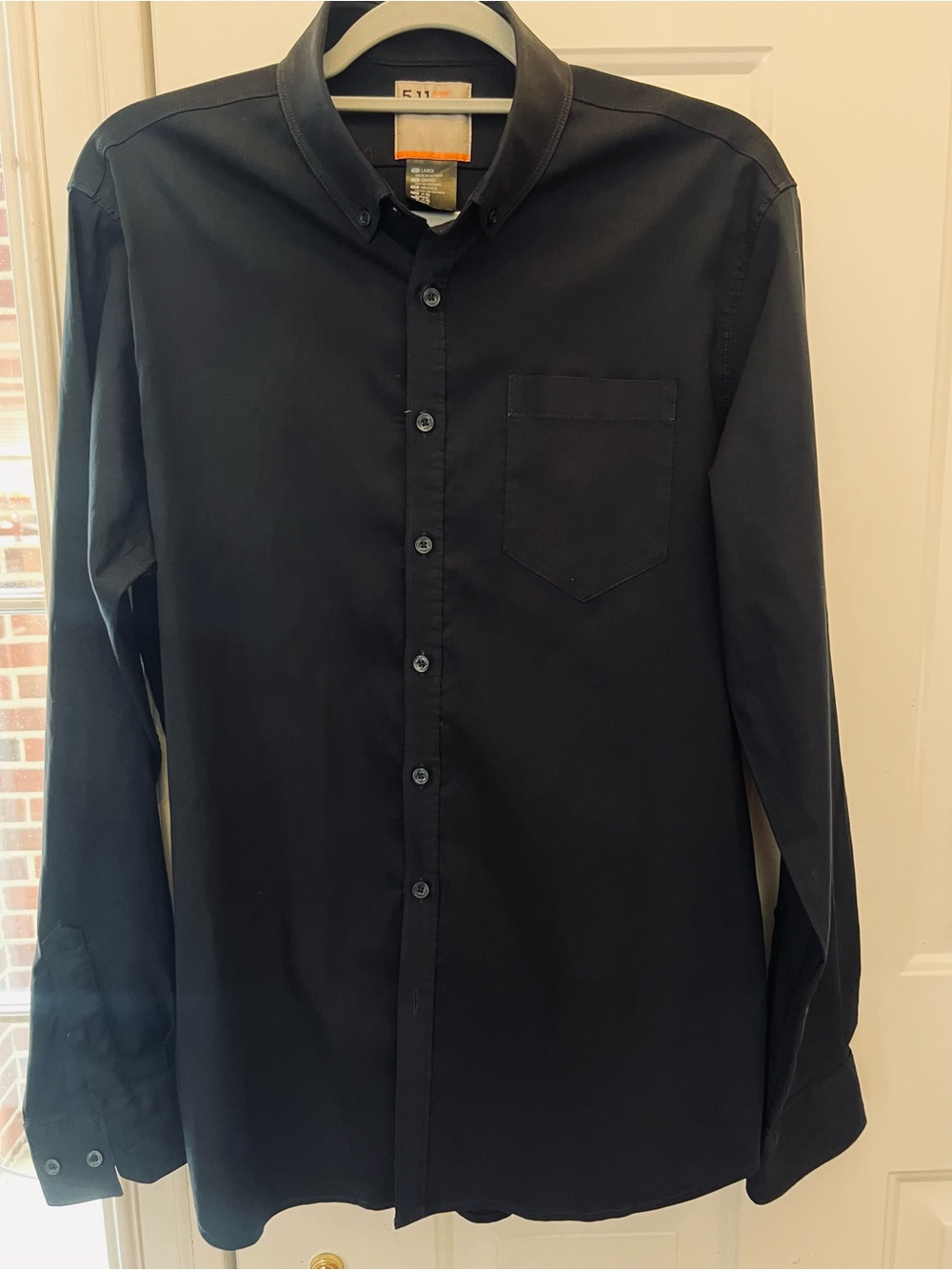 5.11 Tactical Men’s Long Sleeve Black Button-Down Dress Shirt ; Size Large